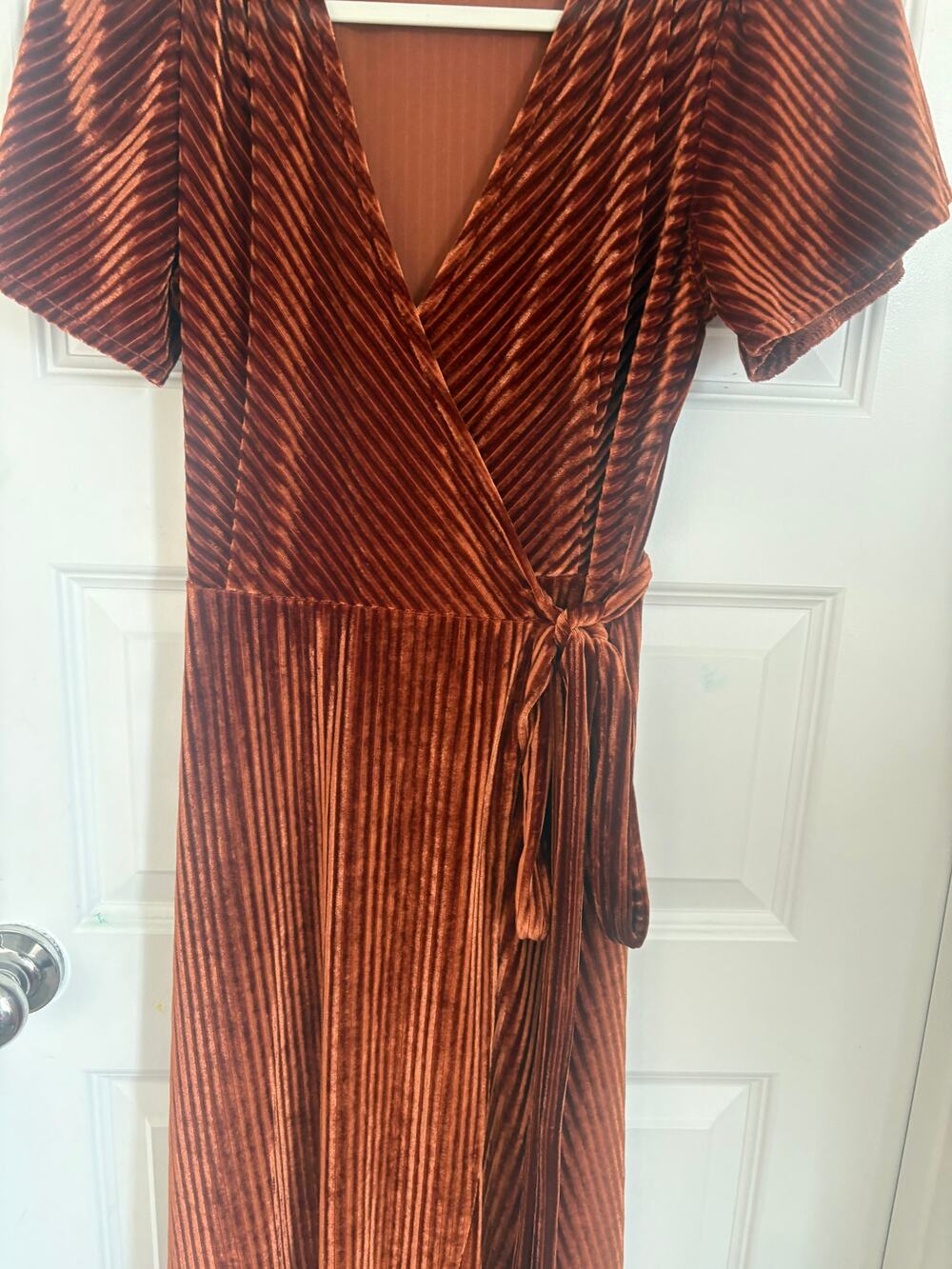 Baltic Born Copper Velvet Wrap Maxi Dress, Size XS